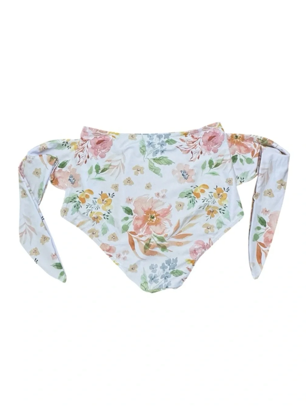 Kortni Jeane Feminine White Floral High Waisted Tie Front Bikini Swim Bottoms - Picture 2 of 3